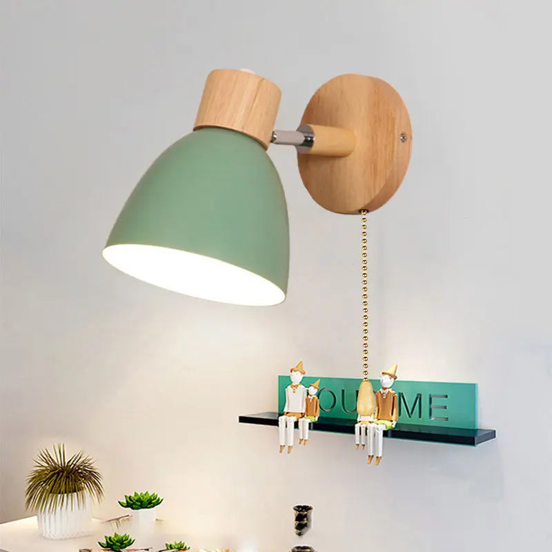 Modern Minimalist Solid Color Macaron Iron Wood 1-Light Wall Sconce Lamp Cuvalon
