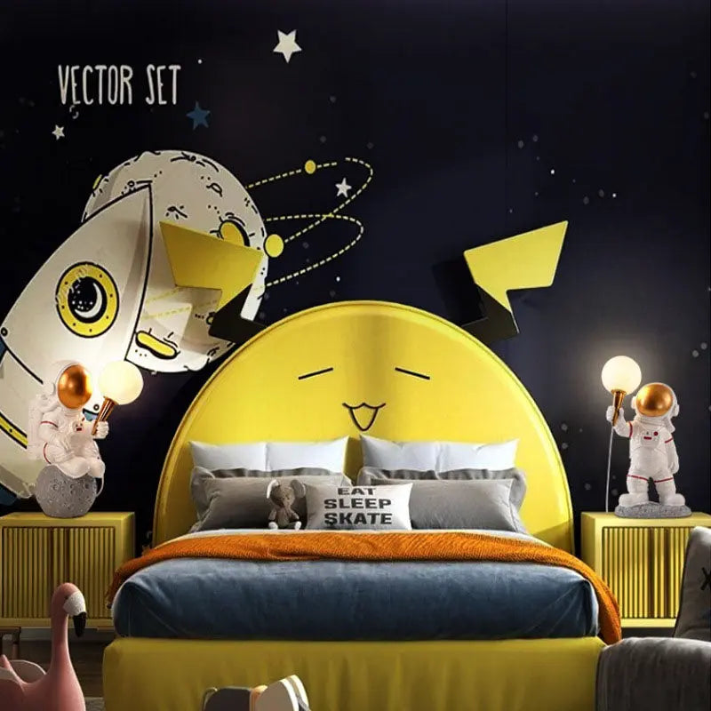 Contemporary Creative Cartoon Astronaut Resin ABS 1-Light Wall Sconce Lamp For Bedroom Cuvalon