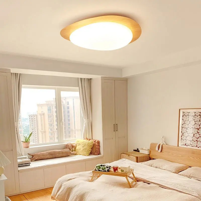 Contemporary Scandinavian Pebble Shape Iron Acrylic LED Flush Mount Ceiling Light For Bedroom Cuvalon