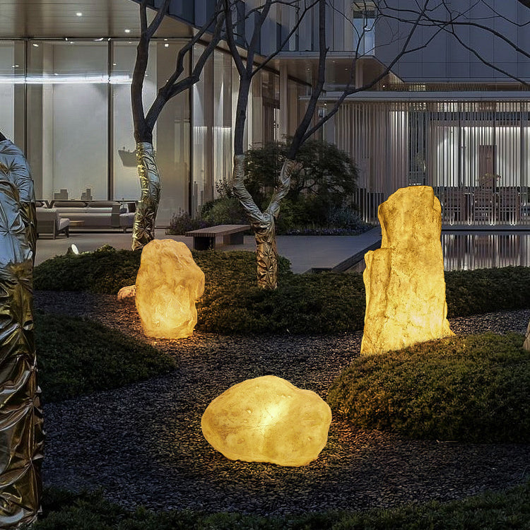 Contemporary Creative Resin Imitation Mountain LED Lawn Landscape Light For Outdoor Patio Cuvalon