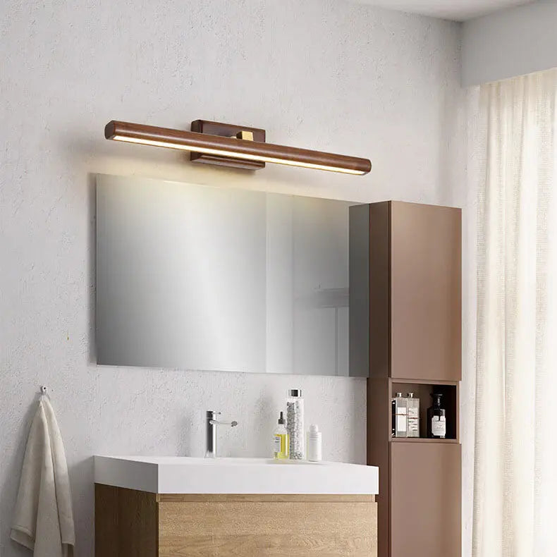 Nordic Minimalist Beechwood Copper Cylinder LED Bathroom Vanity Mirror Front Wall Sconce Lamp For Living Room & Bathroom Cuvalon