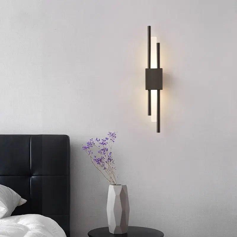 Modern Minimalist Iron Acrylic Strip LED Wall Sconce Lamp For Bedside Cuvalon
