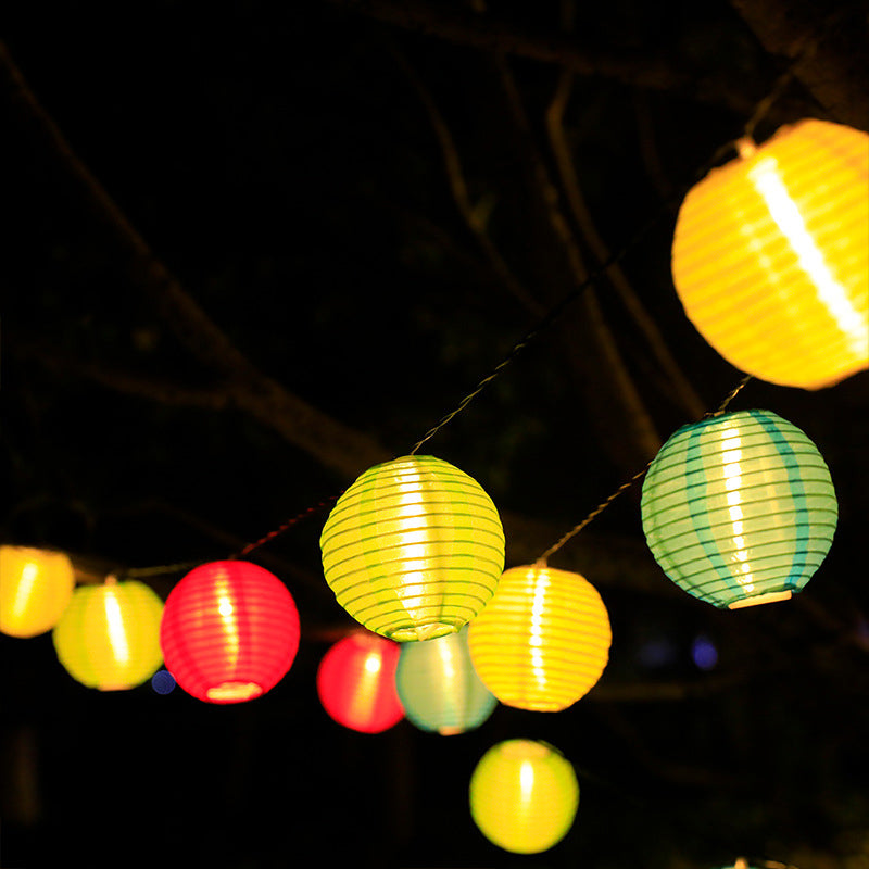 Modern Art Deco Solar Waterproof Fabric Lantern Ball LED String Lights Outdoor Landscape Lights For Outdoor Patio Cuvalon