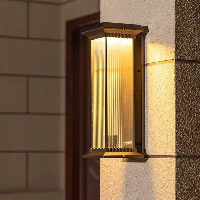 Modern Minimalist Waterproof Rectangle Aluminum Glass 1/2 Light Outdoor Wall Sconce Lamp For Garden Cuvalon