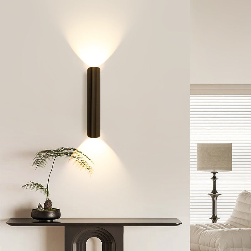 Modern Minimalist Cylinder Stripe Iron Aluminum LED Wall Sconce Lamp For Bedroom Cuvalon