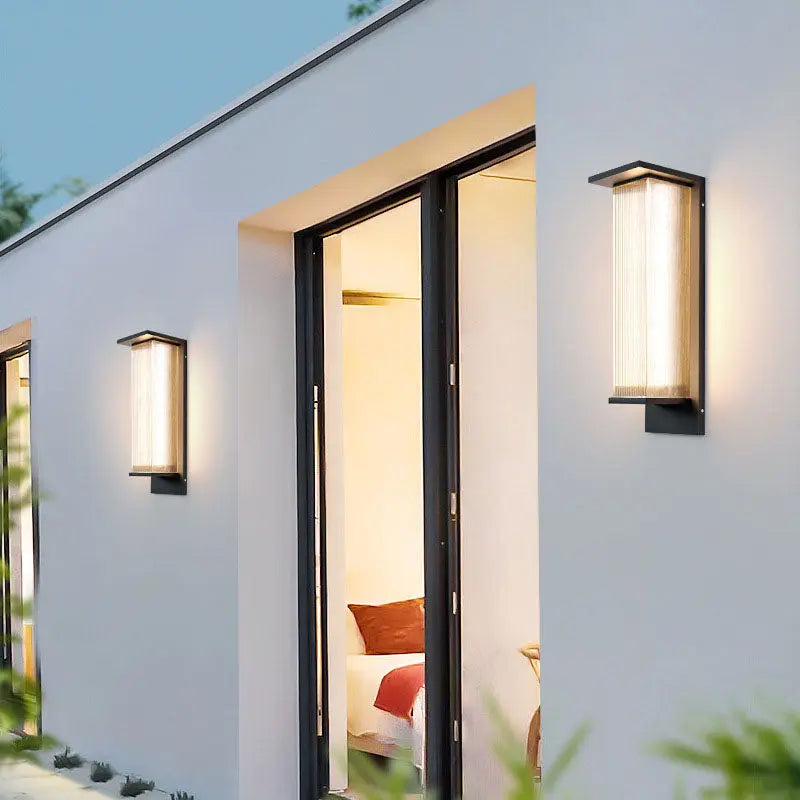 Modern Minimalist Solar Waterproof Rectangular Stainless Steel Acrylic LED Outdoor Wall Sconce Lamp For Outdoor Patio Cuvalon