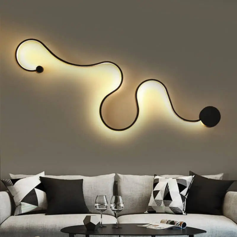 Modern Long Aluminum Snake Shaped 1-Light Curved LED Wall Sconce Lamp Cuvalon