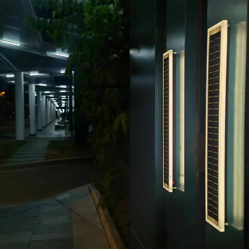 Minimalist Outdoor Solar Rectangular Strip Waterproof Patio LED Wall Sconce Lamp Cuvalon