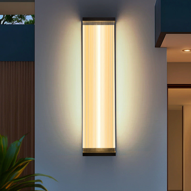 Modern Minimalist Waterproof Rectangular Stainless Steel Acrylic LED Outdoor Wall Sconce Lamp For Outdoor Patio Cuvalon