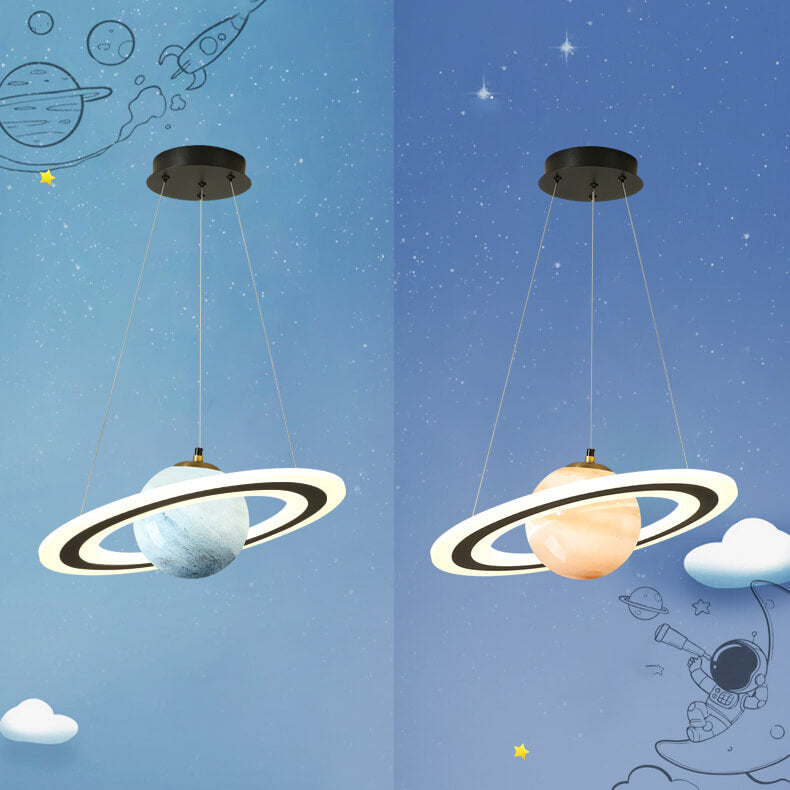 Modern Creative Space Planet Circle Kids LED Chandelier Cuvalon