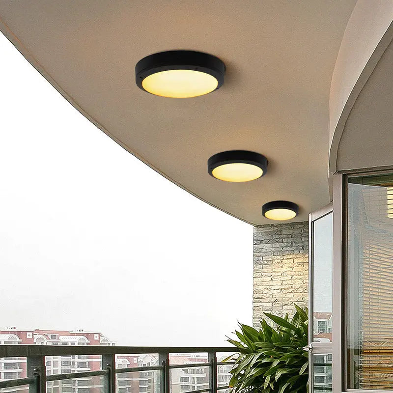 Outdoor Simple Round Octagon Aluminum Waterproof LED Flush Mount Ceiling Light Cuvalon