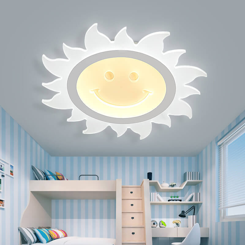 Creative Cartoon Smiley Sun LED Flush Mount Ceiling Light Cuvalon