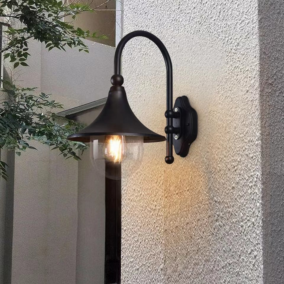 Contemporary Industrial Aluminum Horn Shape 1-Light Wall Sconce Lamp For Outdoor Patio Cuvalon