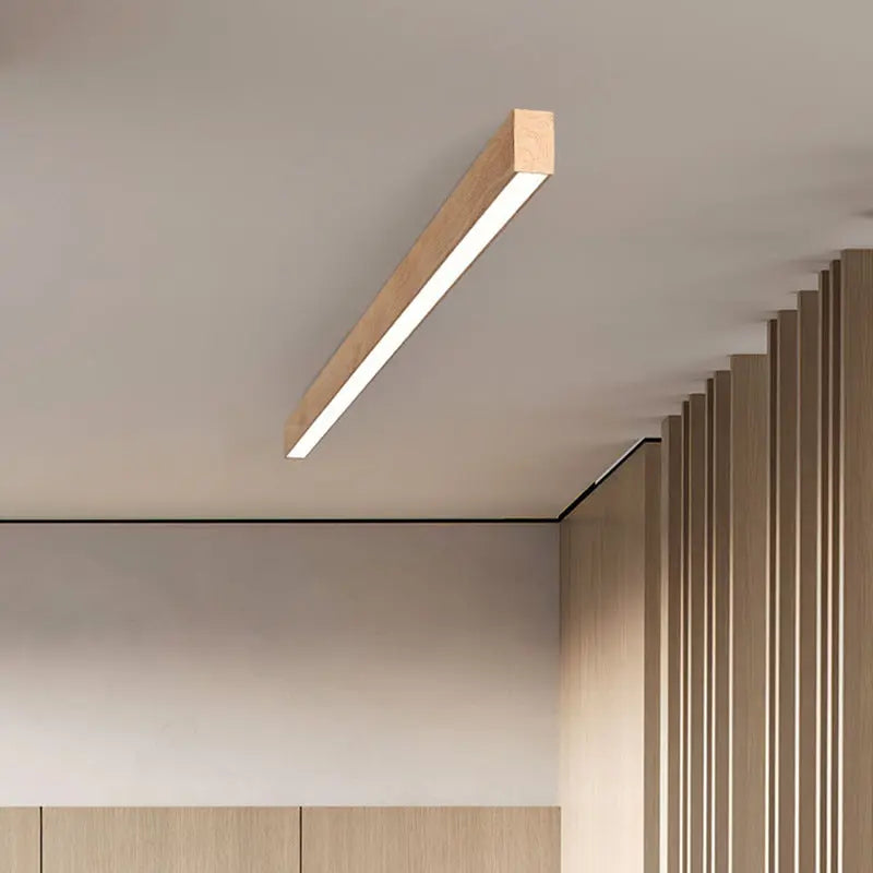 Modern Minimalist Wood Grain Aluminum Strips LED Flush Mount Ceiling Light Cuvalon