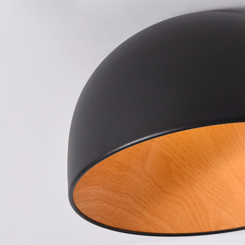 Minimalist Wooden Bowl Iron LED Flush Mount Ceiling Light Cuvalon