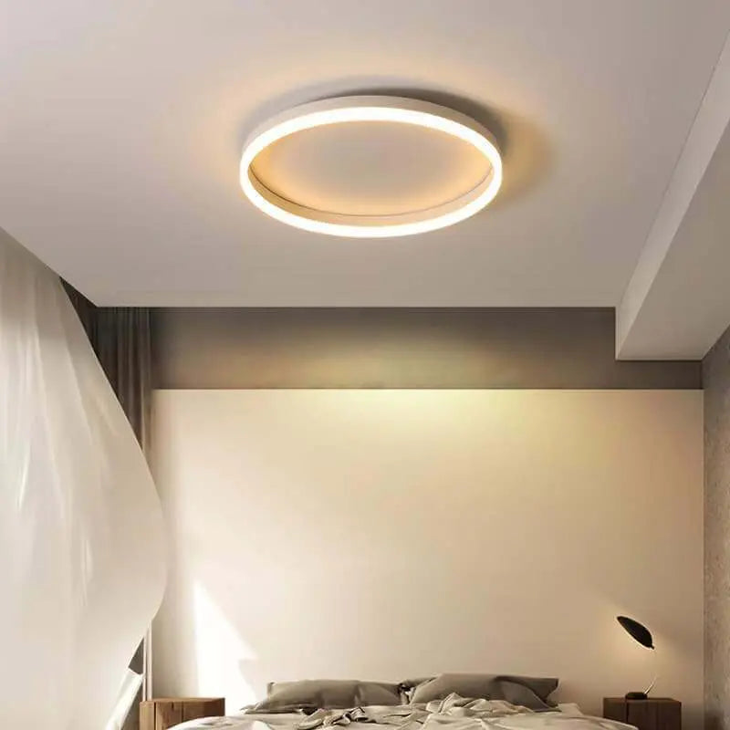 Nordic Minimalist Circle Ring Iron Acrylic LED Flush Mount Ceiling Light Cuvalon