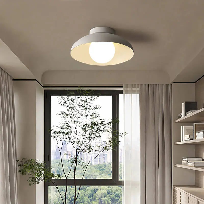 Japanese Wabi-sabi Iron Glass 1-Light Semi-Flush Mount Light Cuvalon