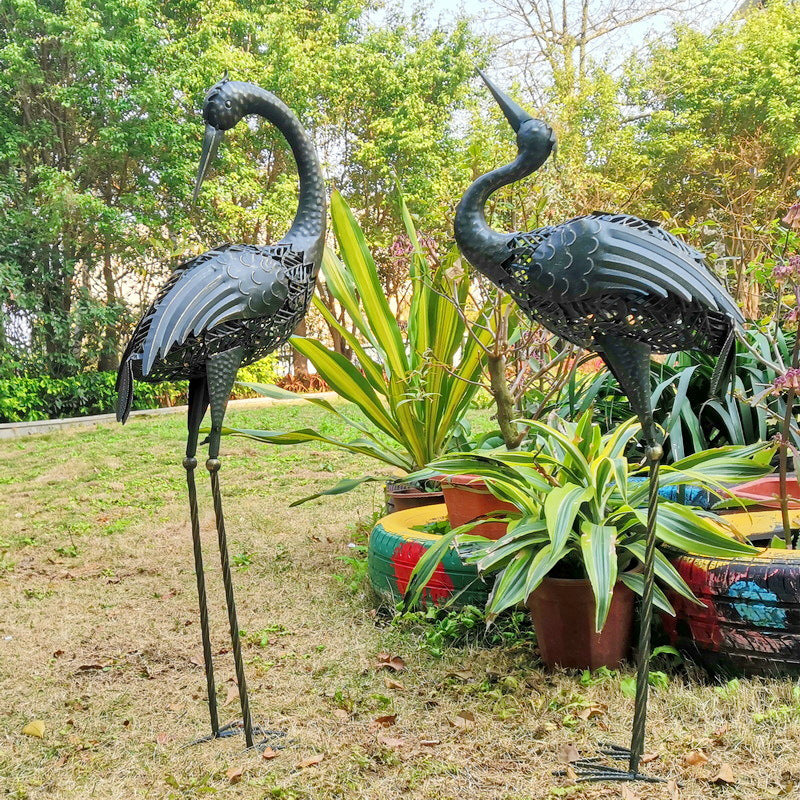Contemporary Creative Iron Animal Crane LED Solar Waterproof Lawn Landscape Light For Outdoor Patio Cuvalon