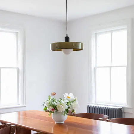 Vintage Colorful Glass Dish Shape 1-Light Pendant Light Cuvalon
