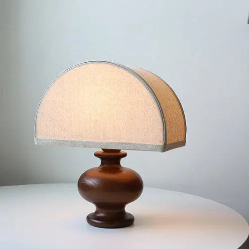 Japanese Wabi-sabi Vintage Solid Wood Fabric 1-Light Table Lamp Cuvalon