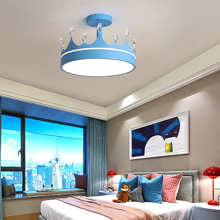 Cartoon Creative Crown LED Kids Semi-Flush Mount Ceiling Light Cuvalon