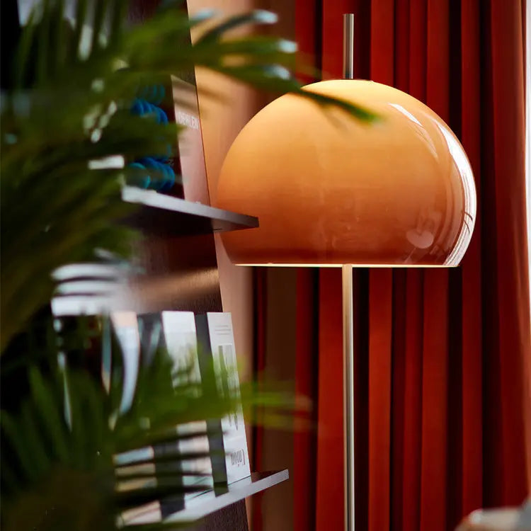 Contemporary Retro Mushroom Hardware Glass 2-Light Standing Floor Lamp For Living Room Cuvalon