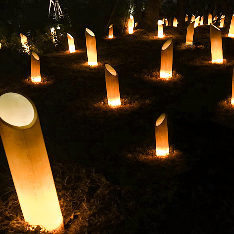 Contemporary Creative Waterproof Solar Resin Bamboo LED Landscape Lighting Outdoor Light For Garden Cuvalon
