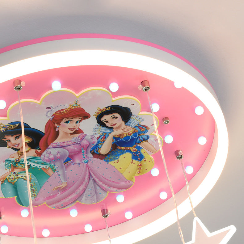 Contemporary Creative Cartoon Princess Elsa Acrylic Round Shade LED Flush Mount Ceiling Light For Bedroom Cuvalon