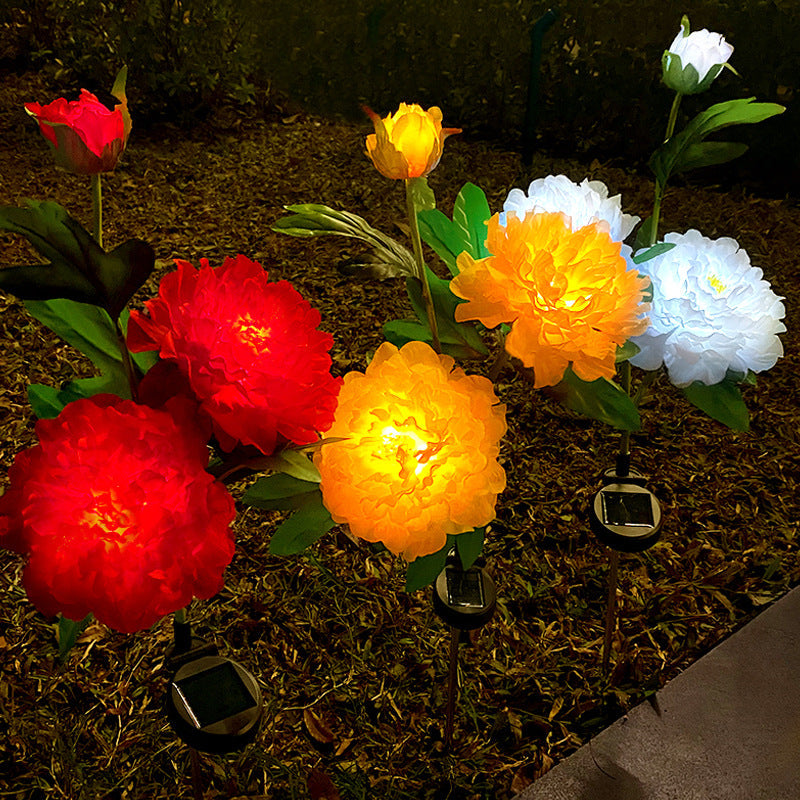 Contemporary Creative Solar Peony Flower LED Waterproof Lawn Landscape Insert Light For Outdoor Patio Cuvalon