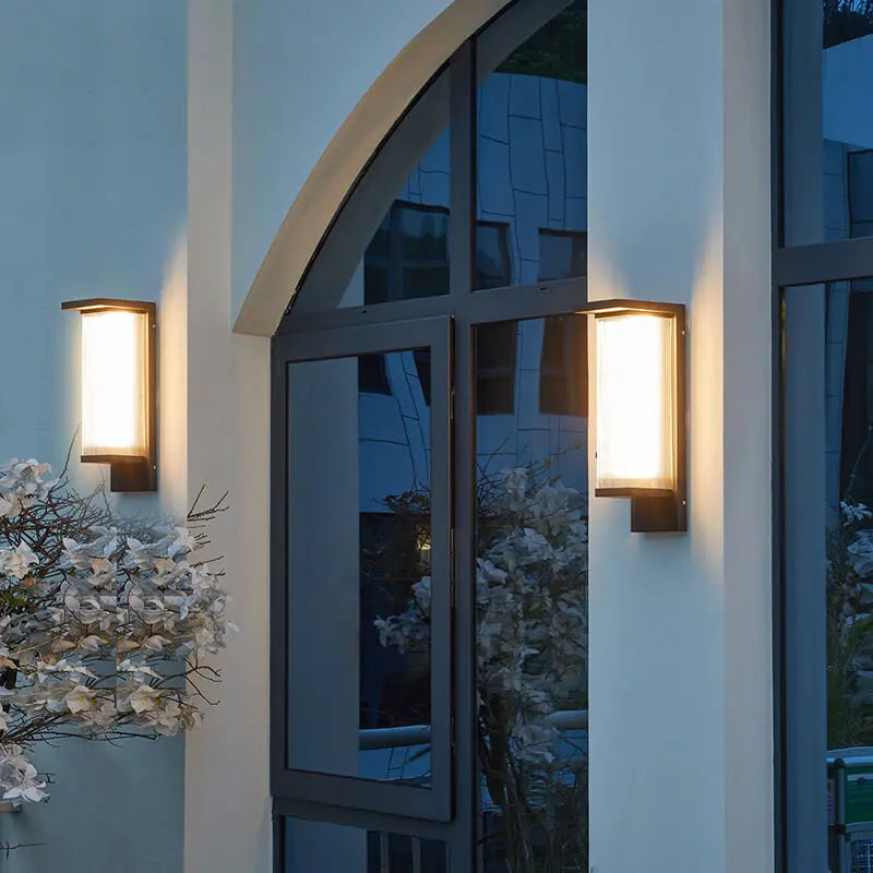 Industrial Waterproof Rectangular PC Striped Shade LED Outdoor Wall Sconce Lamp Cuvalon