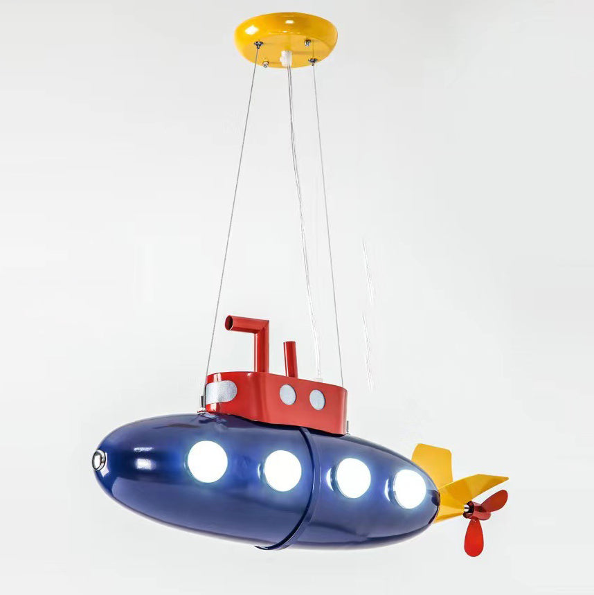 Contemporary Creative Cartoon Submarine Iron LED Kids Chandelier For Bedroom Cuvalon