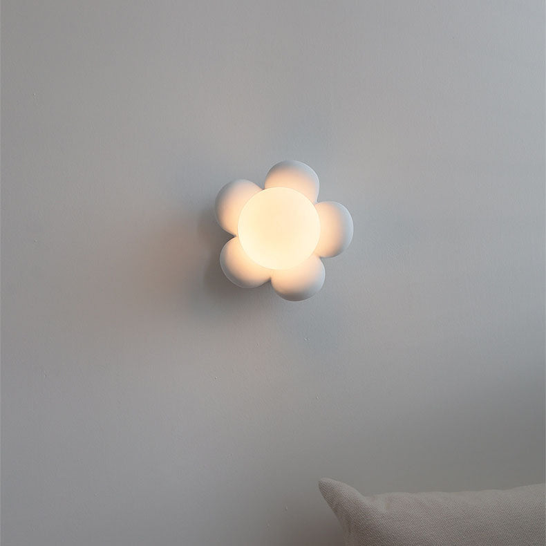 Modern Creative Flowers Shape Glass Ceramic 1-Light Kids Wall Sconce Lamp Cuvalon