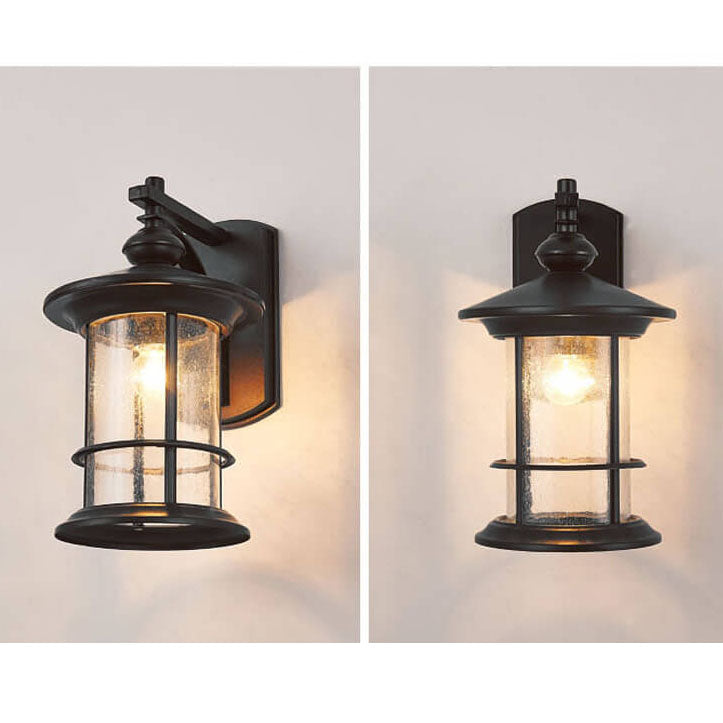 Industrial Vintage Bubble Glass Column 1-Light Outdoor Waterproof Wall Sconce Lamp Cuvalon