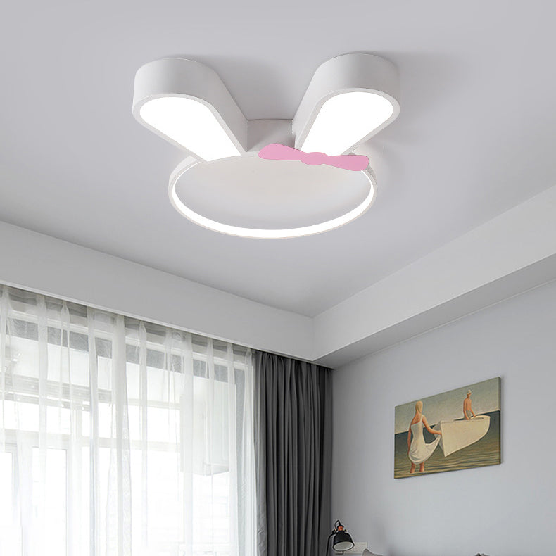 Contemporary Creative Kids Rabbit Iron Acrylic LED Flush Mount Ceiling Light For Bedroom Cuvalon