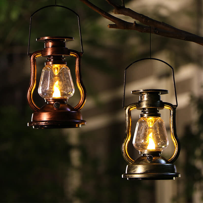 Solar Retro Kerosene Lamp Horse Lamp LED Outdoor Garden Patio Decoration Portable Flame Candle Light Cuvalon