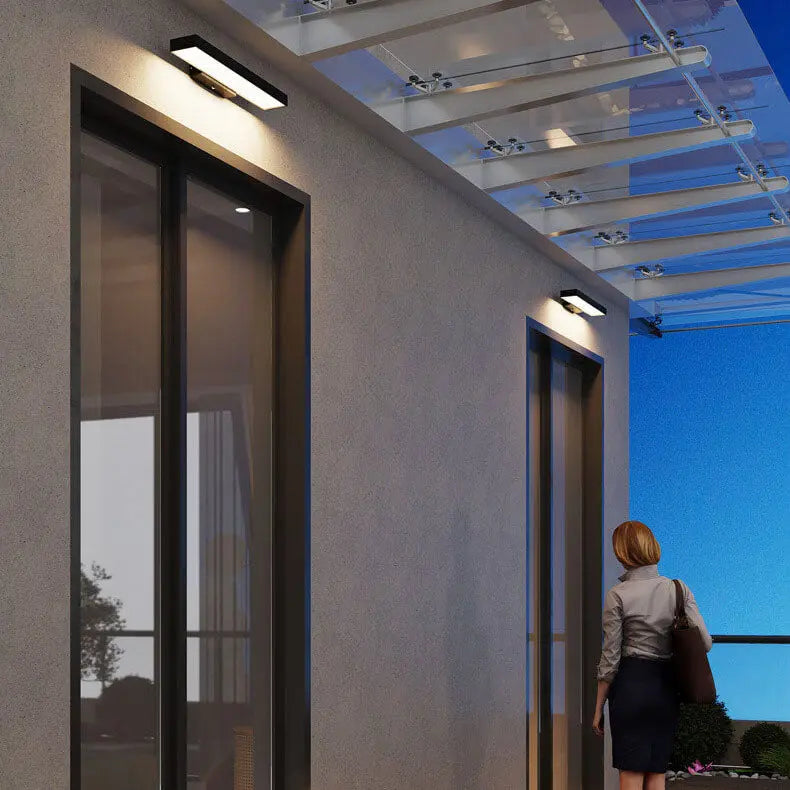 Modern Minimalist Rectangular Flat LED Sensor Outdoor Waterproof Wall Sconce Lamp Cuvalon