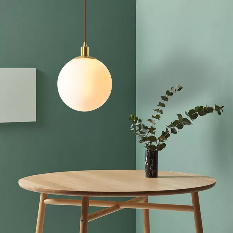 Nordic Minimalist White Orb 1-Light Pendant Light Cuvalon