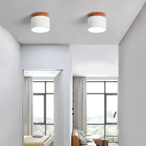 Scandinavian Macaroon Solid Color Log LED Flush Mount Ceiling Light Cuvalon