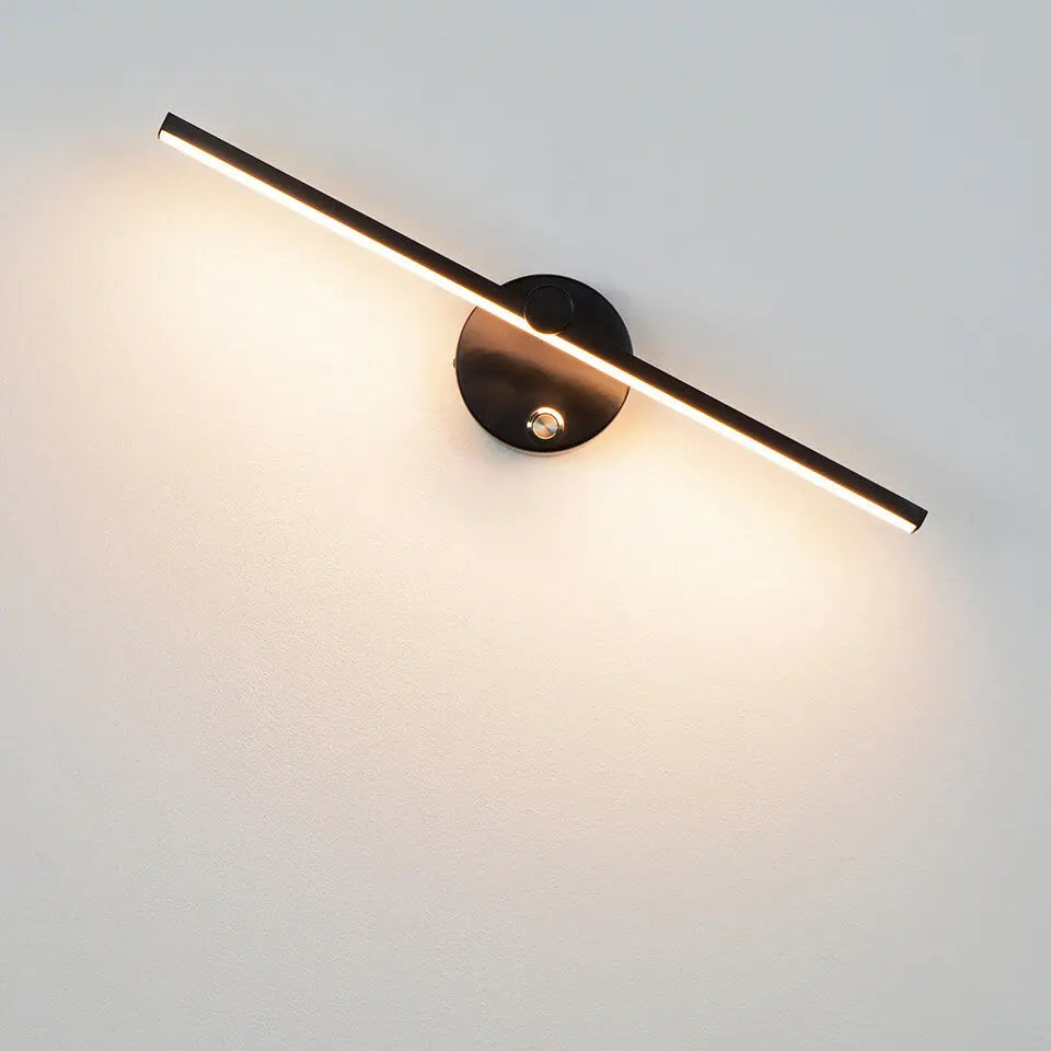 Nordic Minimalist Aluminum Long Bar Switch LED Mirror Wall Sconce Lamp Cuvalon