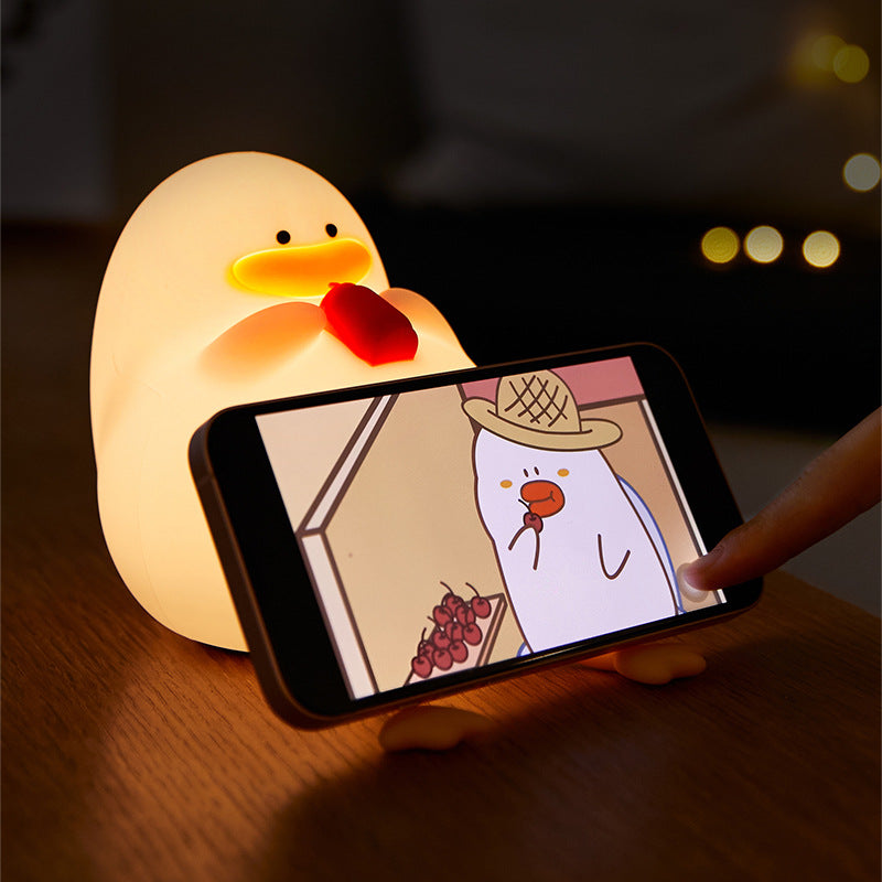 Creative Cartoon Silicone Duck Pat  LED Night Light Table Lamp Cuvalon