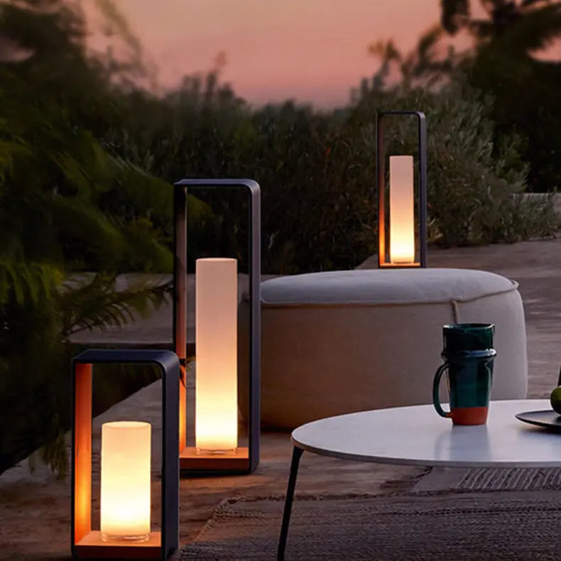Modern Minimalist Square Frame Stainless Steel Acrylic LED Waterproof Lawn Landscape Light For Outdoor Patio Cuvalon