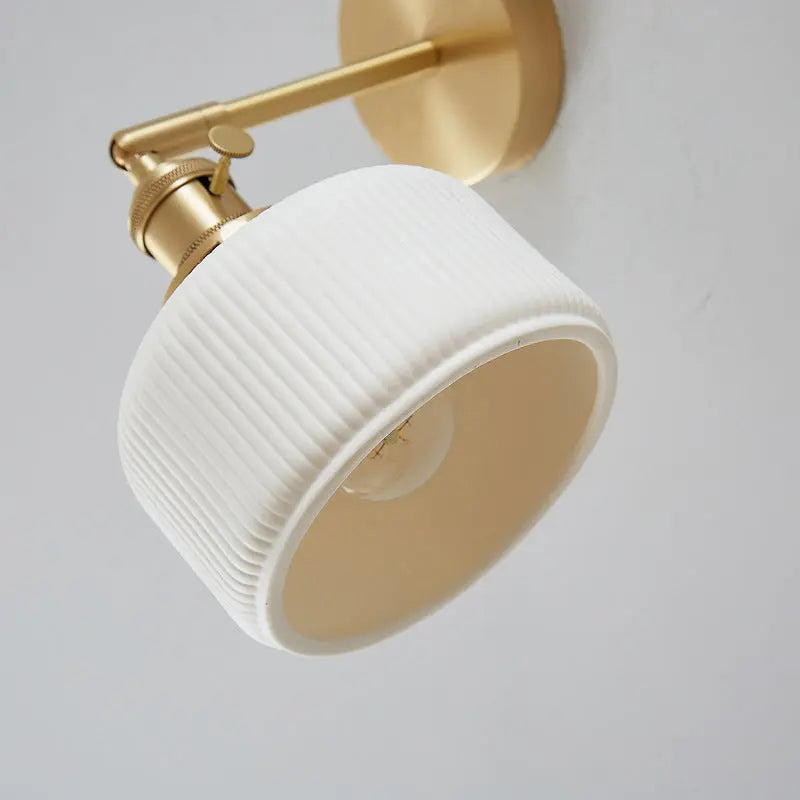 Modern Minimalist Striped Ceramic Jar 1-Light Wall Sconce Lamp Cuvalon
