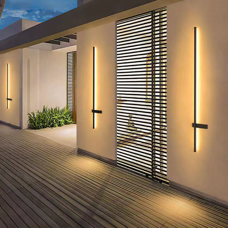 Modern Minimalist Waterproof One Word Long Iron Acrylic LED Outdoor Wall Sconce Lamp For Garden Cuvalon