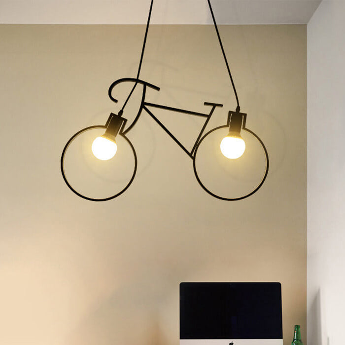 Modern Creative Bicycle Shape Iron 2-Light Kids Chandelier Cuvalon