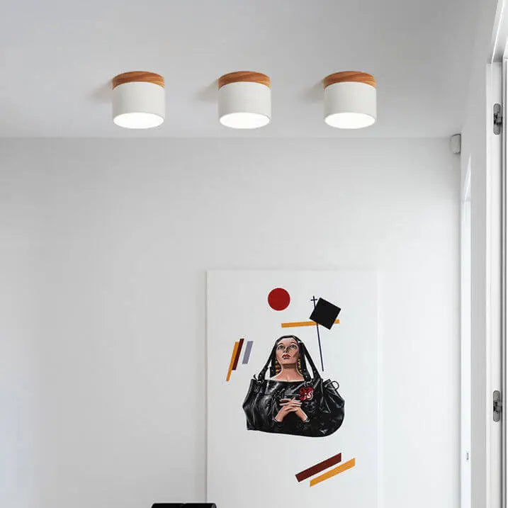 Scandinavian Macaroon Solid Color Log LED Flush Mount Ceiling Light Cuvalon