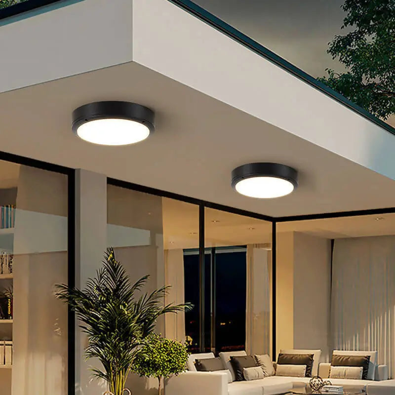 Simple Outdoor Waterproof Aluminum Round LED Flush Mount Ceiling Light Cuvalon