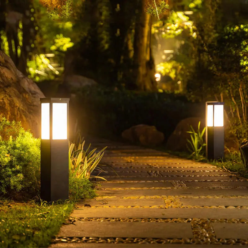 Modern Solar Lawn Square Column Outdoor Waterproof Path Lamp Cuvalon