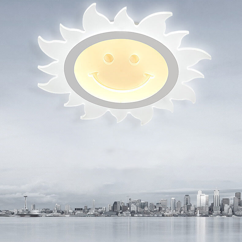 Creative Cartoon Smiley Sun LED Flush Mount Ceiling Light Cuvalon