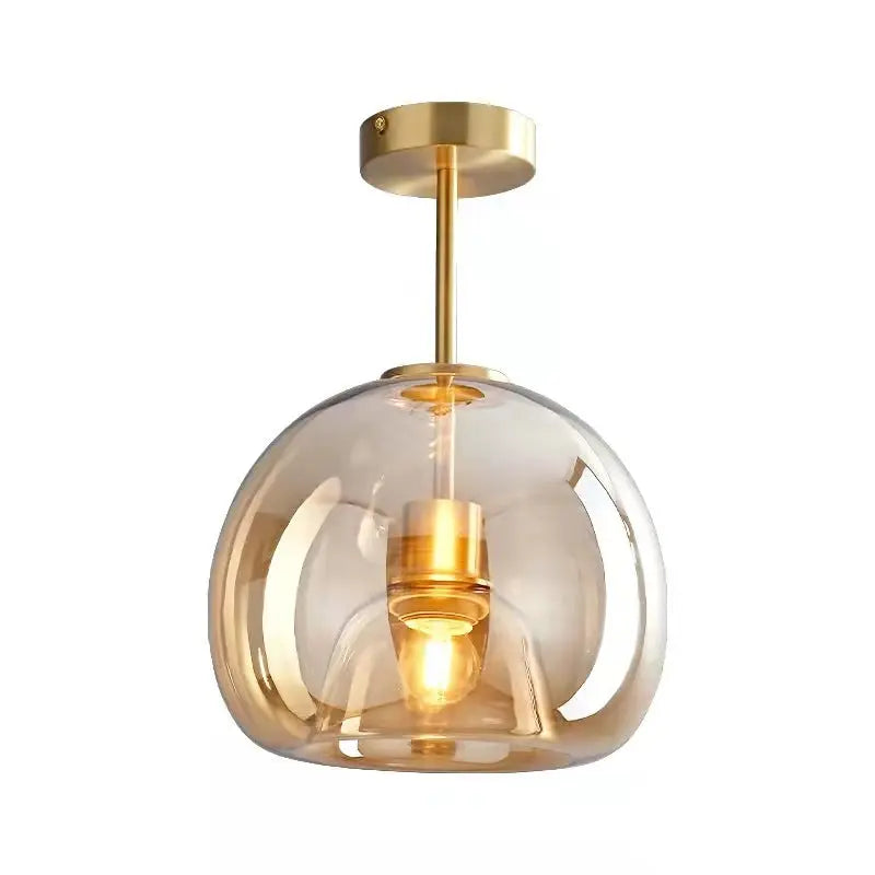 Nordic Light Luxury Round Glass Ball 1-Light Semi-Flush Mount Ceiling Light Cuvalon