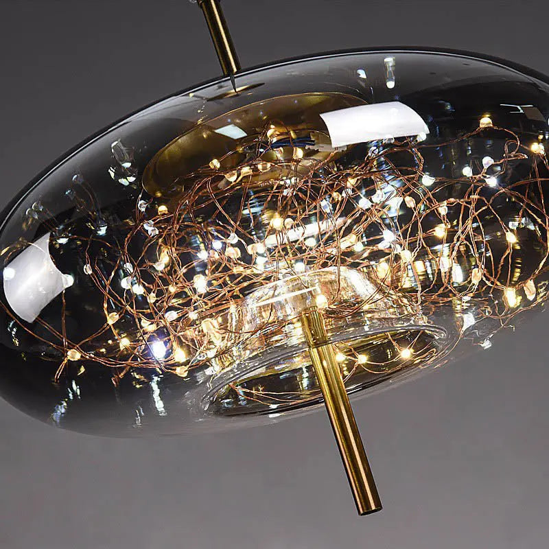 Contemporary Scandinavian Cylinder Oval Glass 1-Light Pendant Light For Bedroom Cuvalon